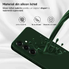 Husa CASEY STUDIOS compatibila cu Samsung Galaxy S25, Soft Silicone Premium, Microfibra in Interior, pentru Incarcare Wireless, Margini Ridicate pentru Protectia Ecranului si a Camerelor Webster Green