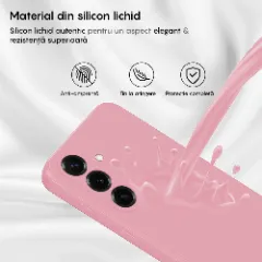 Husa CASEY STUDIOS compatibila cu Samsung Galaxy S25 Plus, Soft Silicone Premium, Microfibra in Interior, pentru Incarcare Wireless, Margini Ridicate pentru Protectia Ecranului si a Camerelor Roz