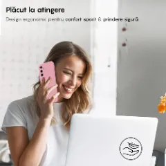 Husa CASEY STUDIOS compatibila cu Samsung Galaxy S25 Plus, Soft Silicone Premium, Microfibra in Interior, pentru Incarcare Wireless, Margini Ridicate pentru Protectia Ecranului si a Camerelor Roz