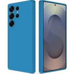 Husa CASEY STUDIOS compatibila cu Samsung Galaxy S25 Ultra, Soft Silicone Premium, Microfibra in Interior, pentru Incarcare Wireless, Margini Ridicate pentru Protectia Ecranului si a Camerelor Cadet Blue 
