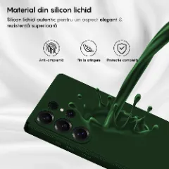 Husa CASEY STUDIOS compatibila cu Samsung Galaxy S25 Ultra, Soft Silicone Premium, Microfibra in Interior, pentru Incarcare Wireless, Margini Ridicate pentru Protectia Ecranului si a Camerelor Webster Green