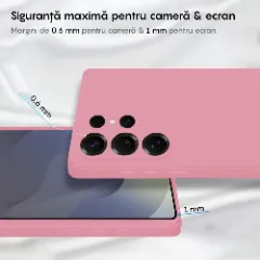 Husa CASEY STUDIOS compatibila cu Samsung Galaxy S25 Ultra, Soft Silicone Premium, Microfibra in Interior, pentru Incarcare Wireless, Margini Ridicate pentru Protectia Ecranului si a Camerelor Roz
