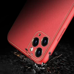 Husa iPhone 12 Pro Max Dux Ducis Yolo din TPU si PU leather - Rosu Rosu