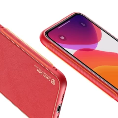 Husa iPhone 12 Pro Max Dux Ducis Yolo din TPU si PU leather - Rosu Rosu