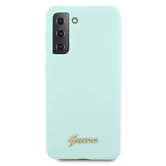 Husa Samsung Galaxy S21 Plus Guess Silicone Script Metal Logo - Albastru Albastru