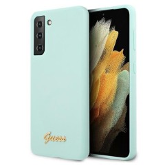 Husa Samsung Galaxy S21 Plus Guess Silicone Script Metal Logo - Albastru