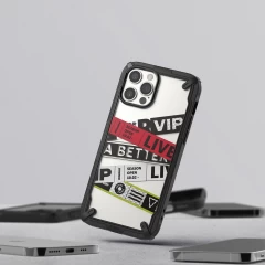 Husa iPhone 12 Pro Max Ringke Fusion X Design cu TPU Bumper (Ticket band) (XDAP0025) - Negru Negru