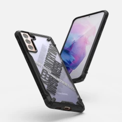 Husa Samsung Galaxy S21 Plus 5G Ringke Fusion X Design cu TPU Bumper (Cross) (XDSG0053) - Negru Negru