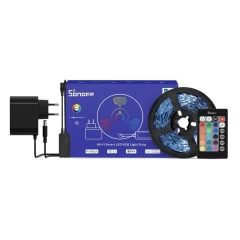 Banda LED Smart Sonoff L2 Lite, RGB, 5m, WiFi, Control prin aplicatie si vocal, 5m, Telecomanda si adaptor incluse Alb