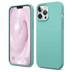Husa iPhone 13 Pro Max Casey Studios Premium Soft Silicone - Gray Turqoise 