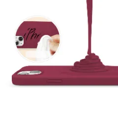 Husa CASEY STUDIOS™ pentru iPhone 13 Mini, Soft Silicone Premium, Microfibra in Interior, de Protectie, Ultra Slim, pentru Incarcare Wireless, Margini Ridicate pentru Protectia Ecranului si a Camerelor Burgundy