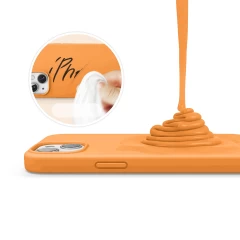 Husa CASEY STUDIOS™ pentru iPhone 13 Mini, Soft Silicone Premium, Microfibra in Interior, de Protectie, Ultra Slim, pentru Incarcare Wireless, Margini Ridicate pentru Protectia Ecranului si a Camerelor Nectarine