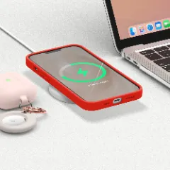 Husa CASEY STUDIOS™ pentru iPhone 13 Mini, Soft Silicone Premium, Microfibra in Interior, de Protectie, Ultra Slim, pentru Incarcare Wireless, Margini Ridicate pentru Protectia Ecranului si a Camerelor Red
