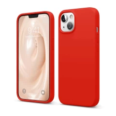 Husa CASEY STUDIOS™ pentru iPhone 13 Mini, Soft Silicone Premium, Microfibra in Interior, de Protectie, Ultra Slim, pentru Incarcare Wireless, Margini Ridicate pentru Protectia Ecranului si a Camerelor Red 