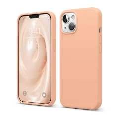 Husa CASEY STUDIOS™ pentru iPhone 13 Mini, Soft Silicone Premium, Microfibra in Interior, de Protectie, Ultra Slim, pentru Incarcare Wireless, Margini Ridicate pentru Protectia Ecranului si a Camerelor Pink Sand 