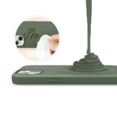 Husa CASEY STUDIOS™ pentru iPhone 13 Mini, Soft Silicone Premium, Microfibra in Interior, de Protectie, Ultra Slim, pentru Incarcare Wireless, Margini Ridicate pentru Protectia Ecranului si a Camerelor Webster Green