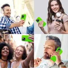 Husa CASEY STUDIOS™ pentru iPhone 13 Mini, Soft Silicone Premium, Microfibra in Interior, de Protectie, Ultra Slim, pentru Incarcare Wireless, Margini Ridicate pentru Protectia Ecranului si a Camerelor Neon Green