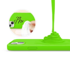 Husa CASEY STUDIOS™ pentru iPhone 13 Mini, Soft Silicone Premium, Microfibra in Interior, de Protectie, Ultra Slim, pentru Incarcare Wireless, Margini Ridicate pentru Protectia Ecranului si a Camerelor Neon Green