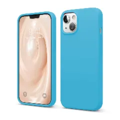 Husa CASEY STUDIOS™ pentru iPhone 13 Mini, Soft Silicone Premium, Microfibra in Interior, de Protectie, Ultra Slim, pentru Incarcare Wireless, Margini Ridicate pentru Protectia Ecranului si a Camerelor Cadet Blue 