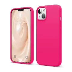Husa CASEY STUDIOS™ pentru iPhone 13 Mini, Soft Silicone Premium, Microfibra in Interior, de Protectie, Ultra Slim, pentru Incarcare Wireless, Margini Ridicate pentru Protectia Ecranului si a Camerelor Fuchsia 