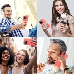 Husa CASEY STUDIOS™ pentru iPhone 13 Mini, Soft Silicone Premium, Microfibra in Interior, de Protectie, Ultra Slim, pentru Incarcare Wireless, Margini Ridicate pentru Protectia Ecranului si a Camerelor Flamingo