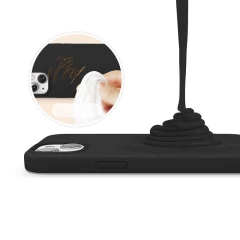 Husa CASEY STUDIOS™ pentru iPhone 13 Mini, Soft Silicone Premium, Microfibra in Interior, de Protectie, Ultra Slim, pentru Incarcare Wireless, Margini Ridicate pentru Protectia Ecranului si a Camerelor Negru