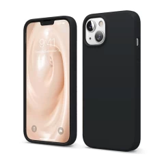 Husa CASEY STUDIOS™ pentru iPhone 13 Mini, Soft Silicone Premium, Microfibra in Interior, de Protectie, Ultra Slim, pentru Incarcare Wireless, Margini Ridicate pentru Protectia Ecranului si a Camerelor Negru 