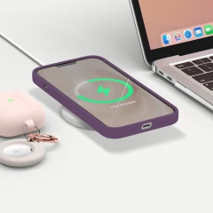 Husa CASEY STUDIOS™ pentru iPhone 13 Mini, Soft Silicone Premium, Microfibra in Interior, de Protectie, Ultra Slim, pentru Incarcare Wireless, Margini Ridicate pentru Protectia Ecranului si a Camerelor Light Purple