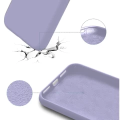 Husa CASEY STUDIOS™ pentru iPhone 13 Mini, Soft Silicone Premium, Microfibra in Interior, de Protectie, Ultra Slim, pentru Incarcare Wireless, Margini Ridicate pentru Protectia Ecranului si a Camerelor Light Lilac