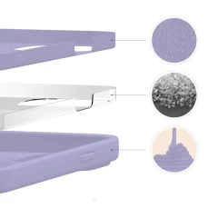 Husa CASEY STUDIOS™ pentru iPhone 13 Mini, Soft Silicone Premium, Microfibra in Interior, de Protectie, Ultra Slim, pentru Incarcare Wireless, Margini Ridicate pentru Protectia Ecranului si a Camerelor Light Lilac