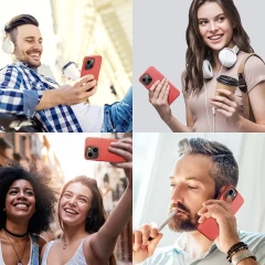 Husa CASEY STUDIOS™ pentru iPhone 13 Mini, Soft Silicone Premium, Microfibra in Interior, de Protectie, Ultra Slim, pentru Incarcare Wireless, Margini Ridicate pentru Protectia Ecranului si a Camerelor Orange