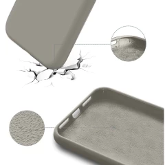 Husa CASEY STUDIOS™ pentru iPhone 13 Mini, Soft Silicone Premium, Microfibra in Interior, de Protectie, Ultra Slim, pentru Incarcare Wireless, Margini Ridicate pentru Protectia Ecranului si a Camerelor Gray