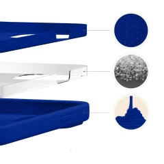 Husa CASEY STUDIOS™ pentru iPhone 13 Mini, Soft Silicone Premium, Microfibra in Interior, de Protectie, Ultra Slim, pentru Incarcare Wireless, Margini Ridicate pentru Protectia Ecranului si a Camerelor Dark Blue
