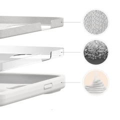 Husa CASEY STUDIOS™ pentru iPhone 13 Mini, Soft Silicone Premium, Microfibra in Interior, de Protectie, Ultra Slim, pentru Incarcare Wireless, Margini Ridicate pentru Protectia Ecranului si a Camerelor Alb