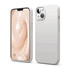 Husa CASEY STUDIOS™ pentru iPhone 13 Mini, Soft Silicone Premium, Microfibra in Interior, de Protectie, Ultra Slim, pentru Incarcare Wireless, Margini Ridicate pentru Protectia Ecranului si a Camerelor Alb 