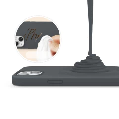 Husa CASEY STUDIOS™ pentru iPhone 13 Mini, Soft Silicone Premium, Microfibra in Interior, de Protectie, Ultra Slim, pentru Incarcare Wireless, Margini Ridicate pentru Protectia Ecranului si a Camerelor Dark Gray