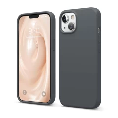 Husa CASEY STUDIOS™ pentru iPhone 13 Mini, Soft Silicone Premium, Microfibra in Interior, de Protectie, Ultra Slim, pentru Incarcare Wireless, Margini Ridicate pentru Protectia Ecranului si a Camerelor Dark Gray 