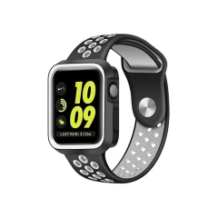 Carcasa 44 MM - 1/2/3/4/5/6/7/8/SE/Ultra Casey Studios Rugged Silicone - Negru/alb Negru/alb