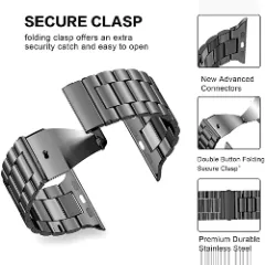 Curea Apple Watch 1/2/3/4/5/6/7/8/SE/Ultra - 42/44/45/49 MM Metallic Casey Studios Negru