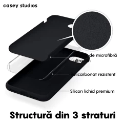 Husa iPhone 7/8/SE2 Casey Studios Premium Soft Silicone - Negru Negru