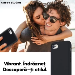 Husa iPhone 7/8/SE2 Casey Studios Premium Soft Silicone - Negru Negru