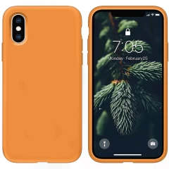 Husa CASEY STUDIOS™ pentru iPhone X/XS, Soft Silicone Premium, Microfibra in Interior, de Protectie, Ultra Slim, pentru Incarcare Wireless, Margini Ridicate pentru Protectia Ecranului si a Camerelor Nectarine