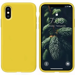 Husa CASEY STUDIOS™ pentru iPhone X/XS, Soft Silicone Premium, Microfibra in Interior, de Protectie, Ultra Slim, pentru Incarcare Wireless, Margini Ridicate pentru Protectia Ecranului si a Camerelor Yellow 