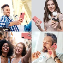Husa CASEY STUDIOS™ pentru iPhone X/XS, Soft Silicone Premium, Microfibra in Interior, de Protectie, Ultra Slim, pentru Incarcare Wireless, Margini Ridicate pentru Protectia Ecranului si a Camerelor Roz