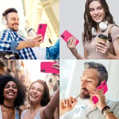 Husa CASEY STUDIOS™ pentru iPhone X/XS, Soft Silicone Premium, Microfibra in Interior, de Protectie, Ultra Slim, pentru Incarcare Wireless, Margini Ridicate pentru Protectia Ecranului si a Camerelor Fuchsia