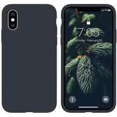 Husa CASEY STUDIOS™ pentru iPhone X/XS, Soft Silicone Premium, Microfibra in Interior, de Protectie, Ultra Slim, pentru Incarcare Wireless, Margini Ridicate pentru Protectia Ecranului si a Camerelor Midnight Blue 