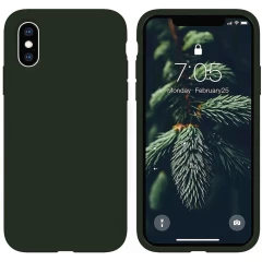 Husa CASEY STUDIOS™ pentru iPhone X/XS, Soft Silicone Premium, Microfibra in Interior, de Protectie, Ultra Slim, pentru Incarcare Wireless, Margini Ridicate pentru Protectia Ecranului si a Camerelor Dark Marine Green 