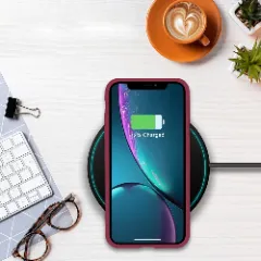 Husa CASEY STUDIOS™ pentru iPhone XR, Soft Silicone Premium, Microfibra in Interior, de Protectie, Ultra Slim, pentru Incarcare Wireless, Margini Ridicate pentru Protectia Ecranului si a Camerelor Burgundy