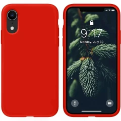 Husa CASEY STUDIOS™ pentru iPhone XR, Soft Silicone Premium, Microfibra in Interior, de Protectie, Ultra Slim, pentru Incarcare Wireless, Margini Ridicate pentru Protectia Ecranului si a Camerelor Red 