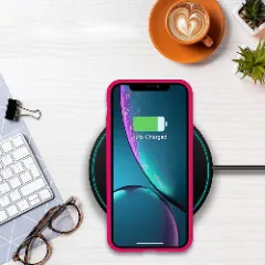 Husa CASEY STUDIOS™ pentru iPhone XR, Soft Silicone Premium, Microfibra in Interior, de Protectie, Ultra Slim, pentru Incarcare Wireless, Margini Ridicate pentru Protectia Ecranului si a Camerelor Fuchsia